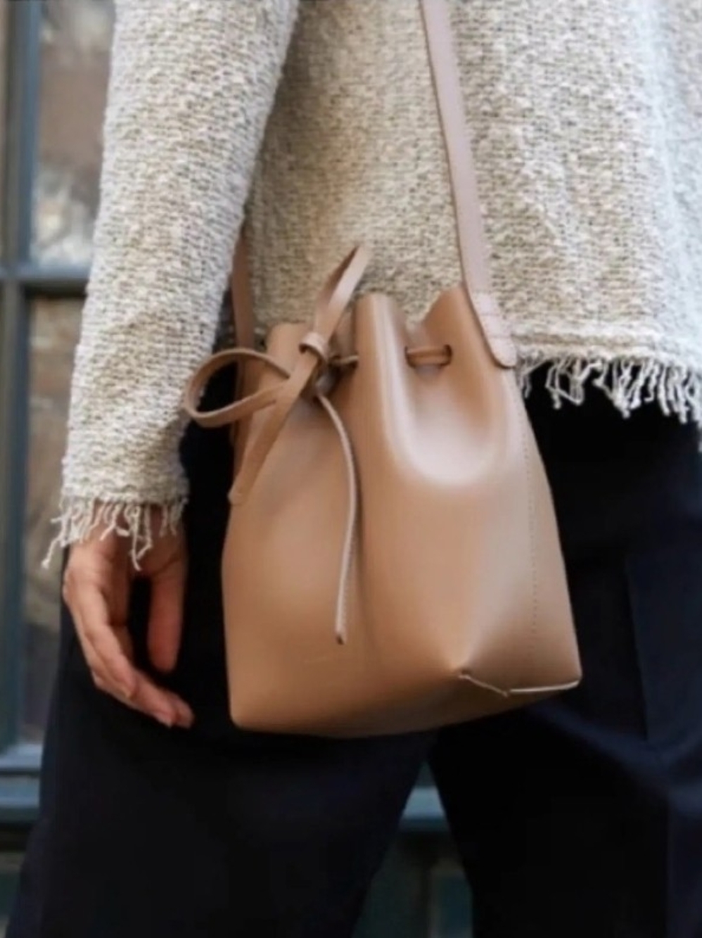 Mansur Gavriel Women's Neutral Leather Mini Bucket Bag